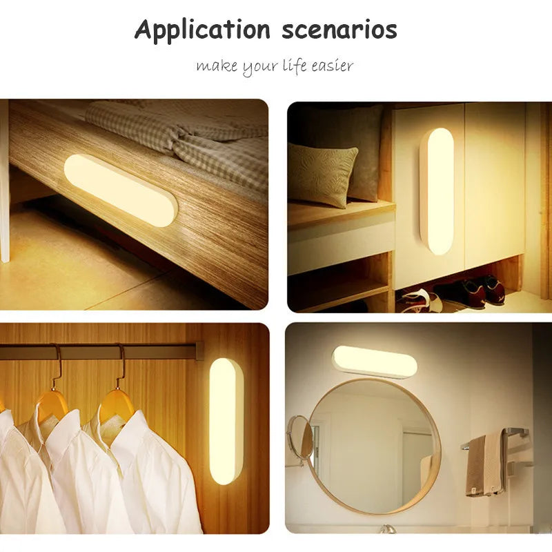 LED Motion Sensor Tube Light — USB Rechargeable, Magnetic Mount, Wardrobe Closet Kitchen Aisle