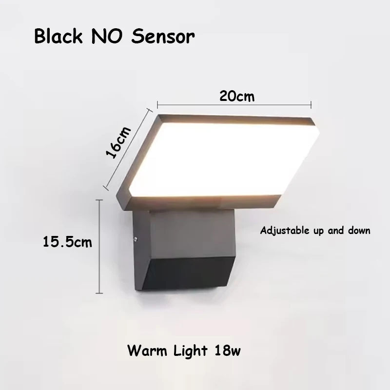 LED Outdoor Wall Light — IP65 Waterproof Motion Sensor, Foldable Modern Porch Lamp