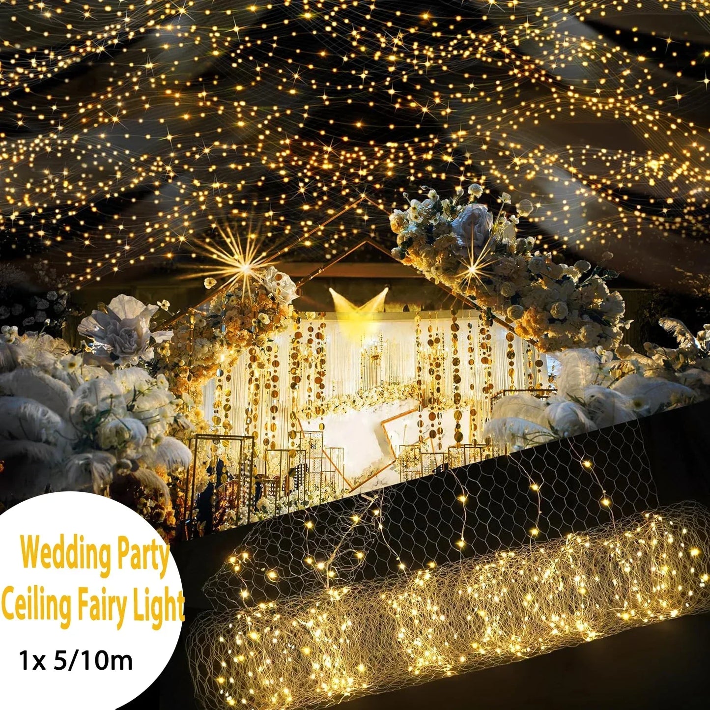 LED Starry Sky Mesh Net Lights — LED String Curtain, Wedding Party Indoor Decor