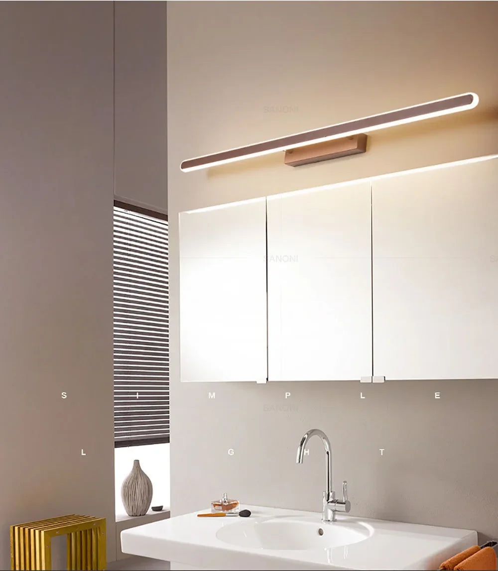 Bathroom Vanity Wall Light — Dimmable Mirror Light, Aluminum, Modern Bathroom Fixture