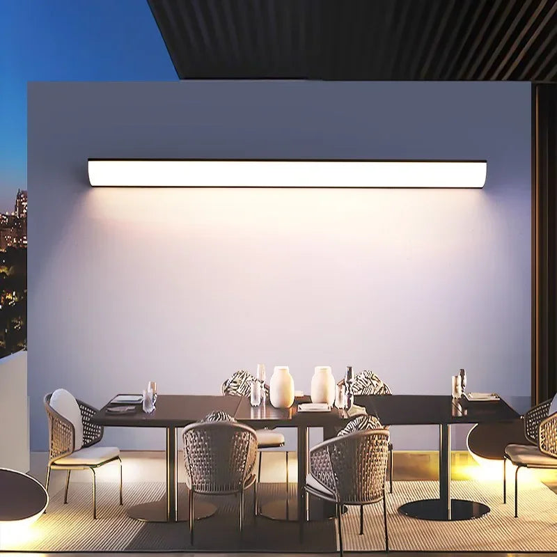 Outdoor Wall Sconce — Long Strip Minimalist Wall Light, IP65 Waterproof, Porch Garden Villa