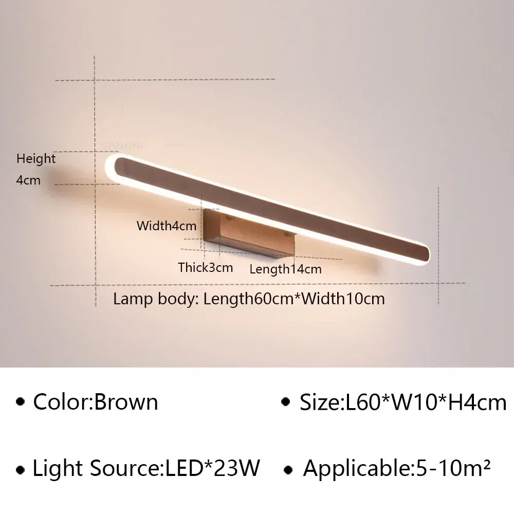 Bathroom Vanity Wall Light — Dimmable Mirror Light, Aluminum, Modern Bathroom Fixture