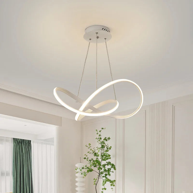 LED Ceiling Chandelier — 48W Dimmable 3-Color Semi Flush Mount, Dining Room Bedroom Living Room