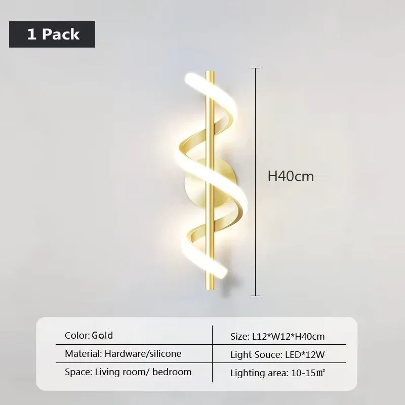 Wall Sconce — Spiral Acrylic Up Down Wall Light, 12W Tricolor, Bedroom Living Room Corridor
