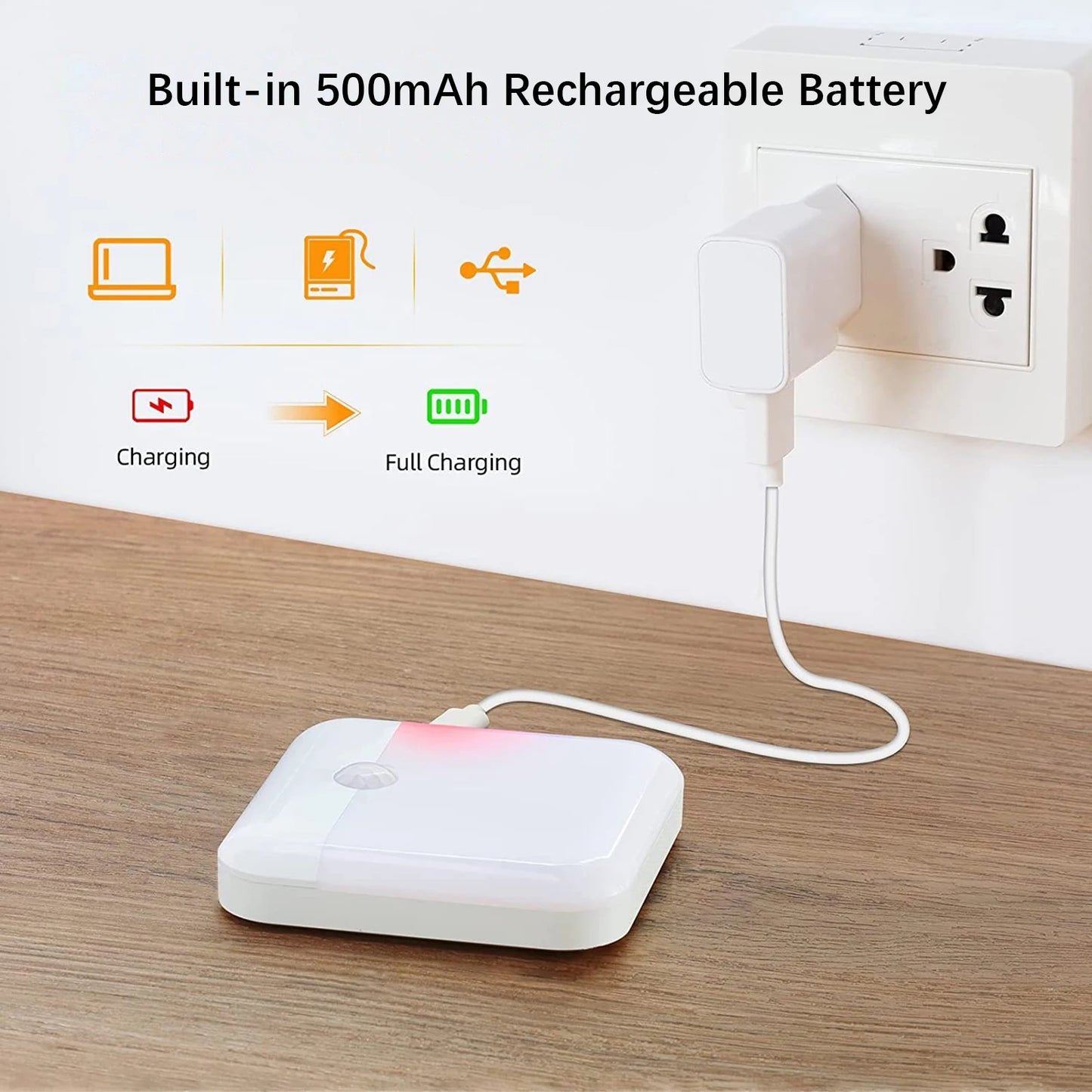 LED Motion Sensor Night Light — Rechargeable, Magnetic Mount, 120° Detection, Stairs Closet Kitchen