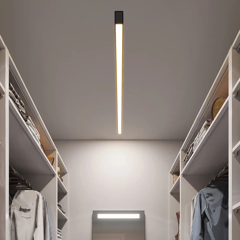 LED Ceiling Light — Linear Strip Flush Mount, Dimmable Remote, Black, Kitchen Dining Bedroom