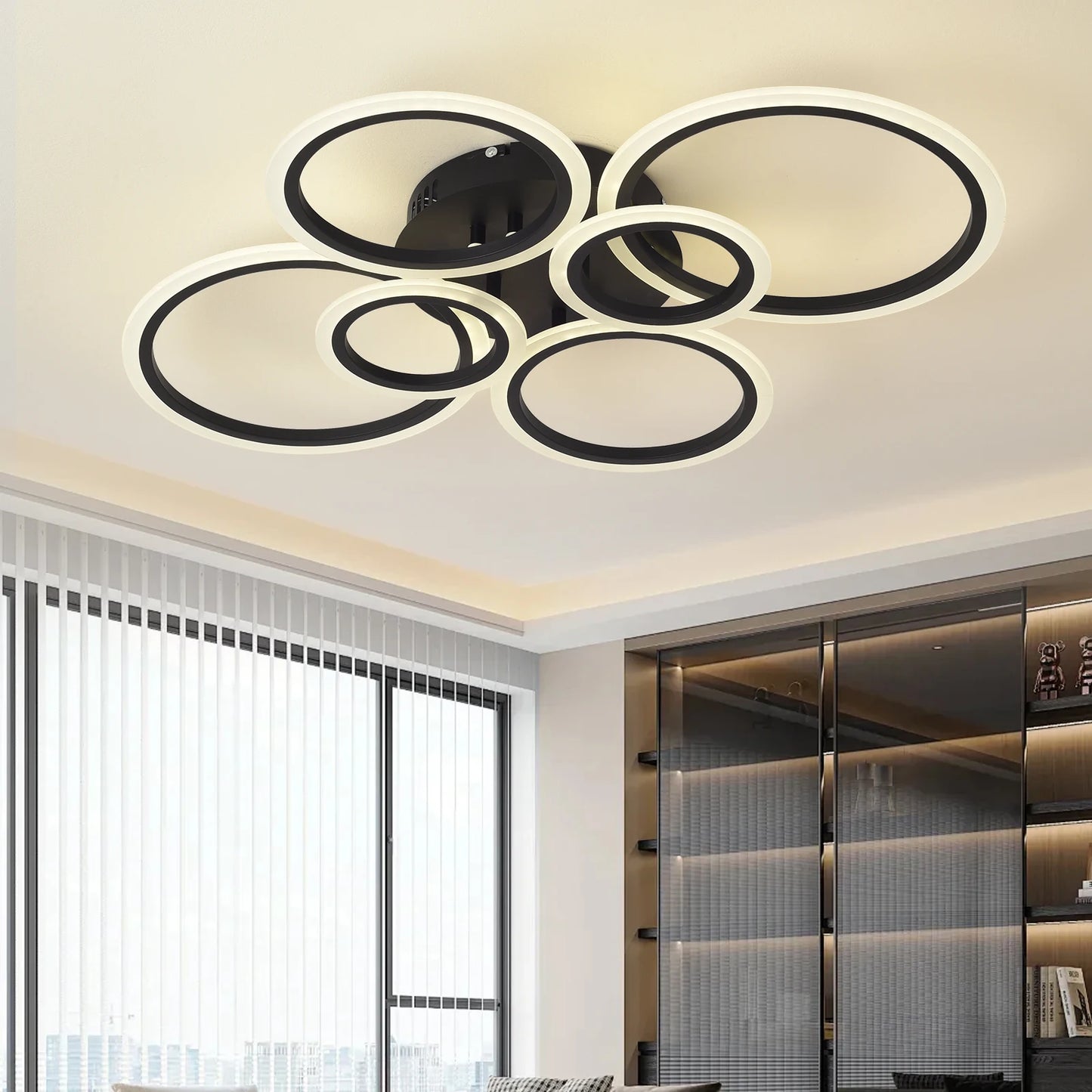 LED Ceiling Chandelier — Dimmable Modern Flush Mount, Living Room Bedroom Study Dining Room