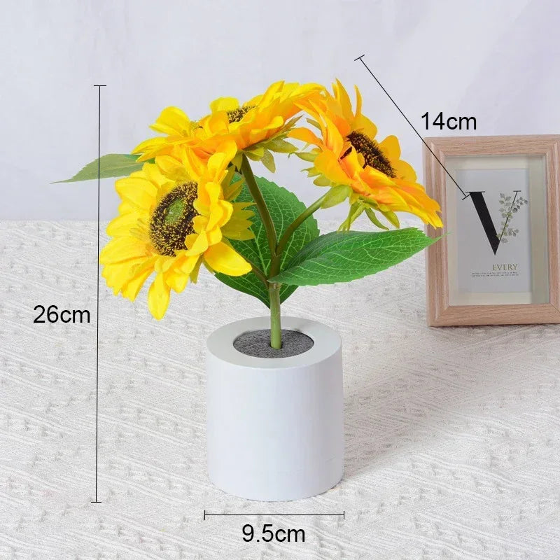 LED Sunflower Night Light — Rechargeable, Bedside Desk Lamp, Bedroom Decoration Table Light
