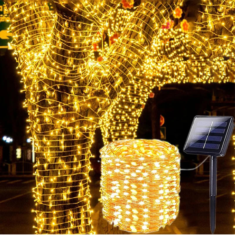 Solar Fairy String Lights Outdoor — 8 Mode IP65 Waterproof, Christmas Patio Tree Garden