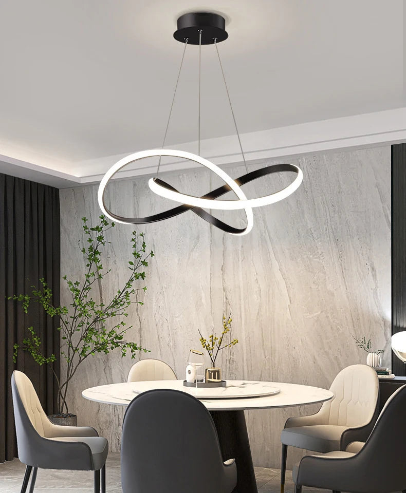 LED Ceiling Chandelier — 48W Dimmable 3-Color Semi Flush Mount, Dining Room Bedroom Living Room