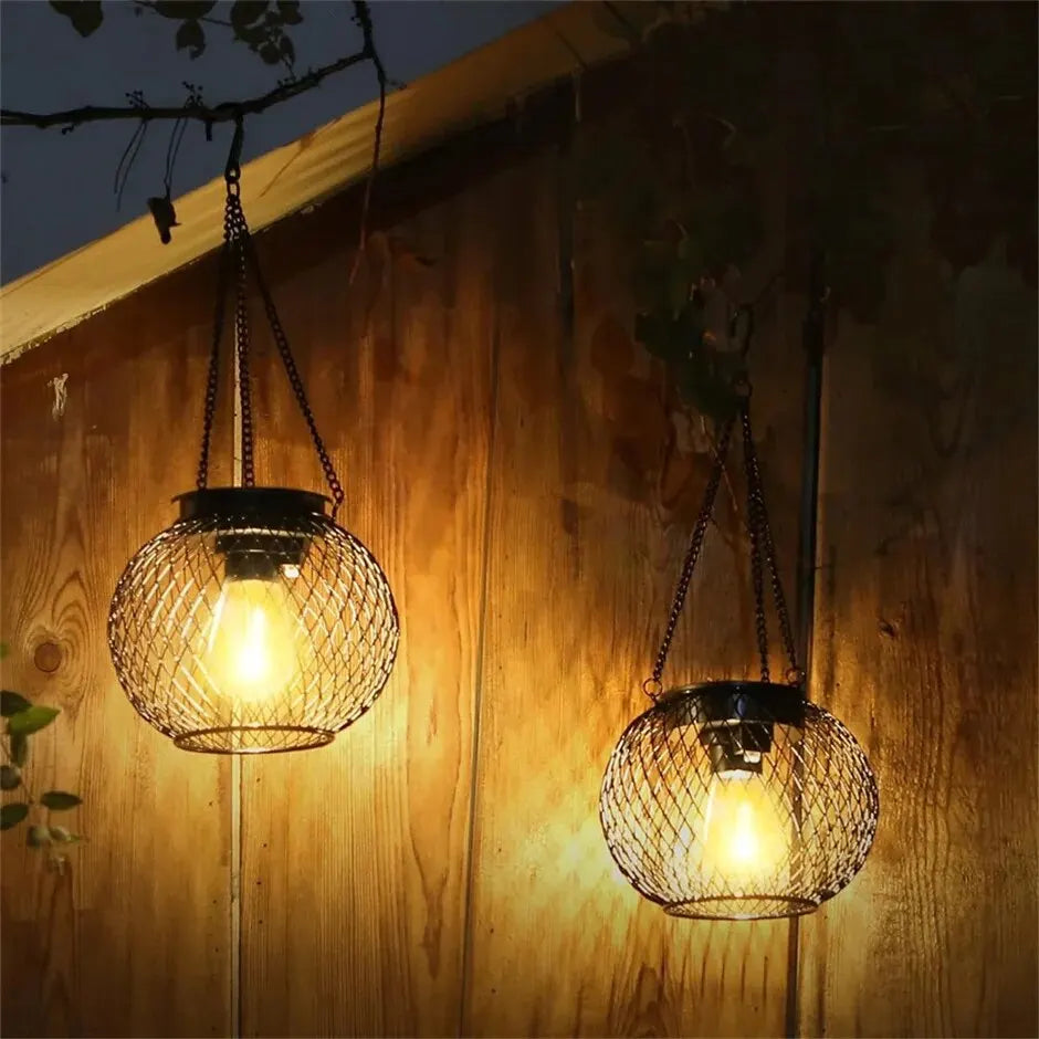 Solar Hanging Lantern — Decorative Outdoor Metal Fairy Light, Waterproof, Garden Patio Yard