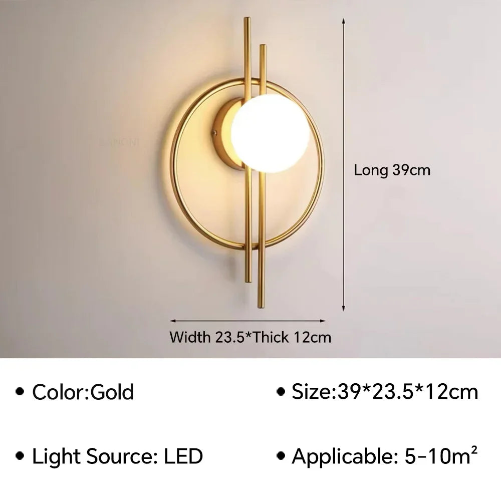 Wall Sconce — Up Down Frosted Glass Wall Light, Touch Switch, Bedroom Living Room Hallway