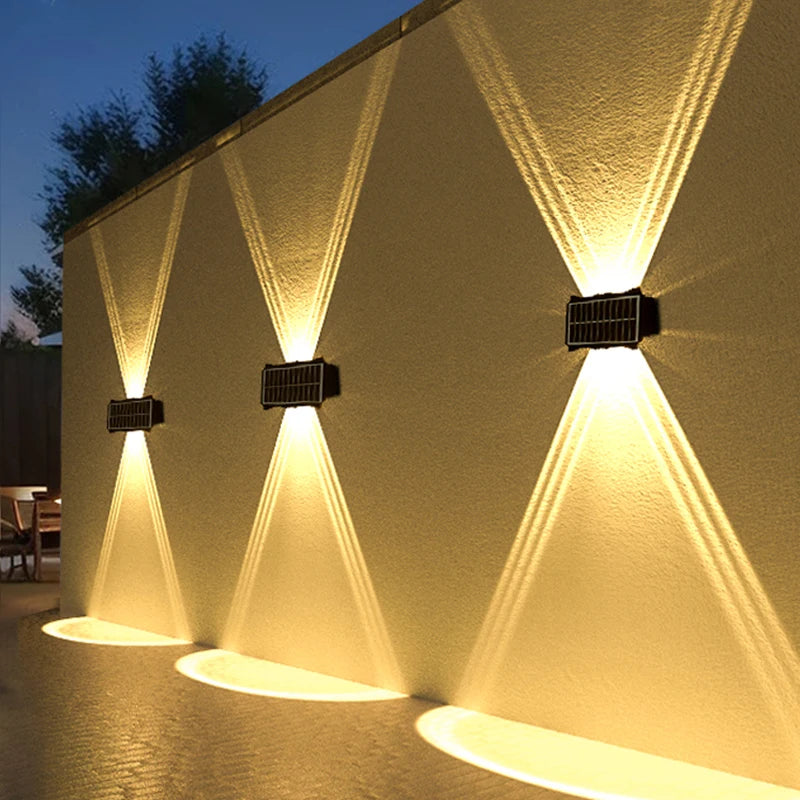 Solar Outdoor Wall Light — Up Down Waterproof Garden Sconce, IP65, Balcony Yard Patio Decor