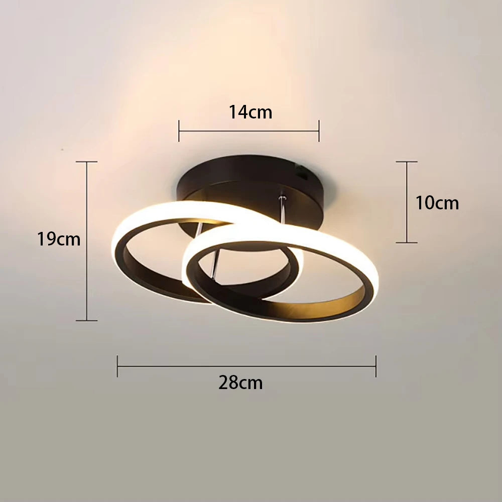 LED Ceiling Light — 2-Ring Modern Flush Mount, Dimmable, Hallway Office Bedroom