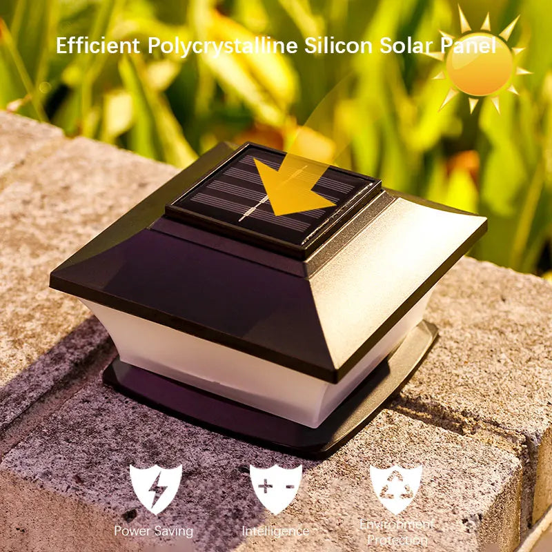 Solar Post Cap Light — Auto On/Off Outdoor Landscape Light, Garden Pathway Fence Patio