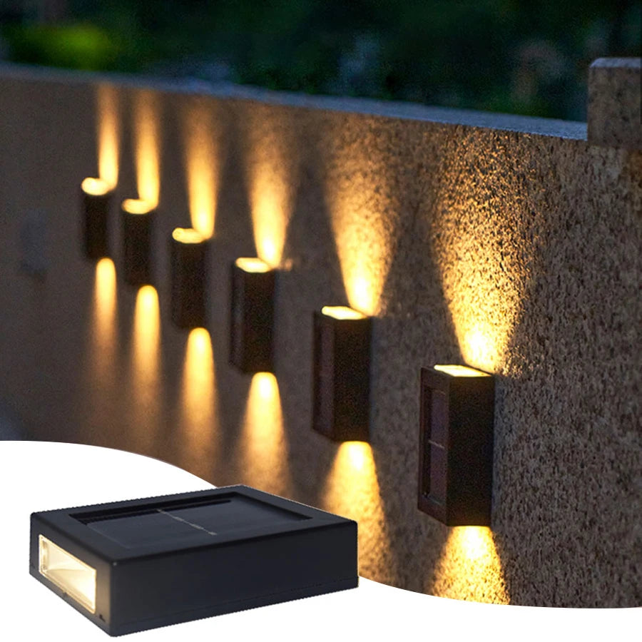Solar Up Down Wall Washer Light Outdoor — IP65 Waterproof, Auto Dusk to Dawn, Garden Porch