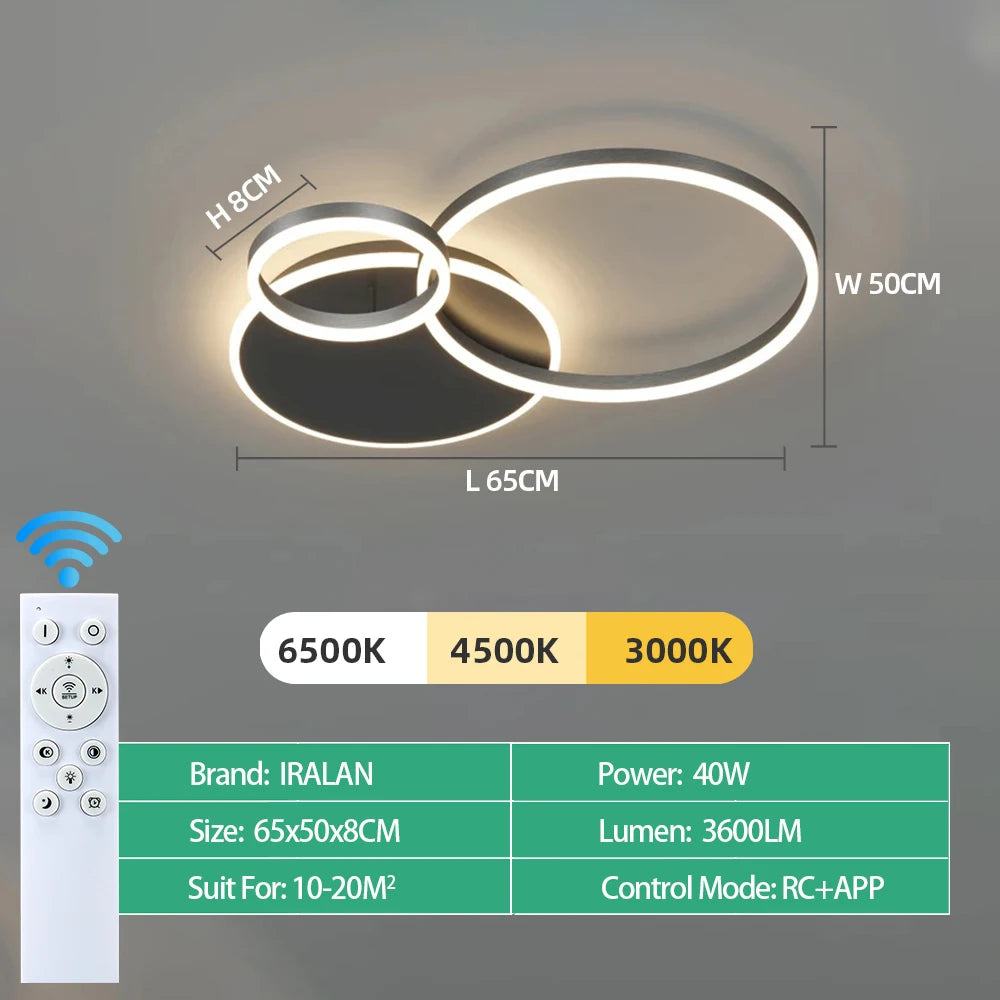 LED Ceiling Chandelier — Infinite Dimming 3-Color Remote Control, Multi-Head, Living Room Bedroom