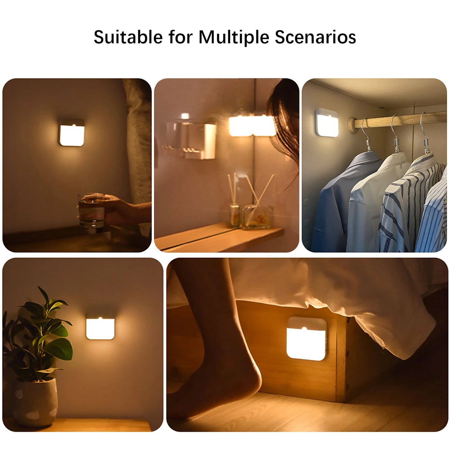 LED Motion Sensor Night Light — Rechargeable, Magnetic Mount, 120° Detection, Stairs Closet Kitchen