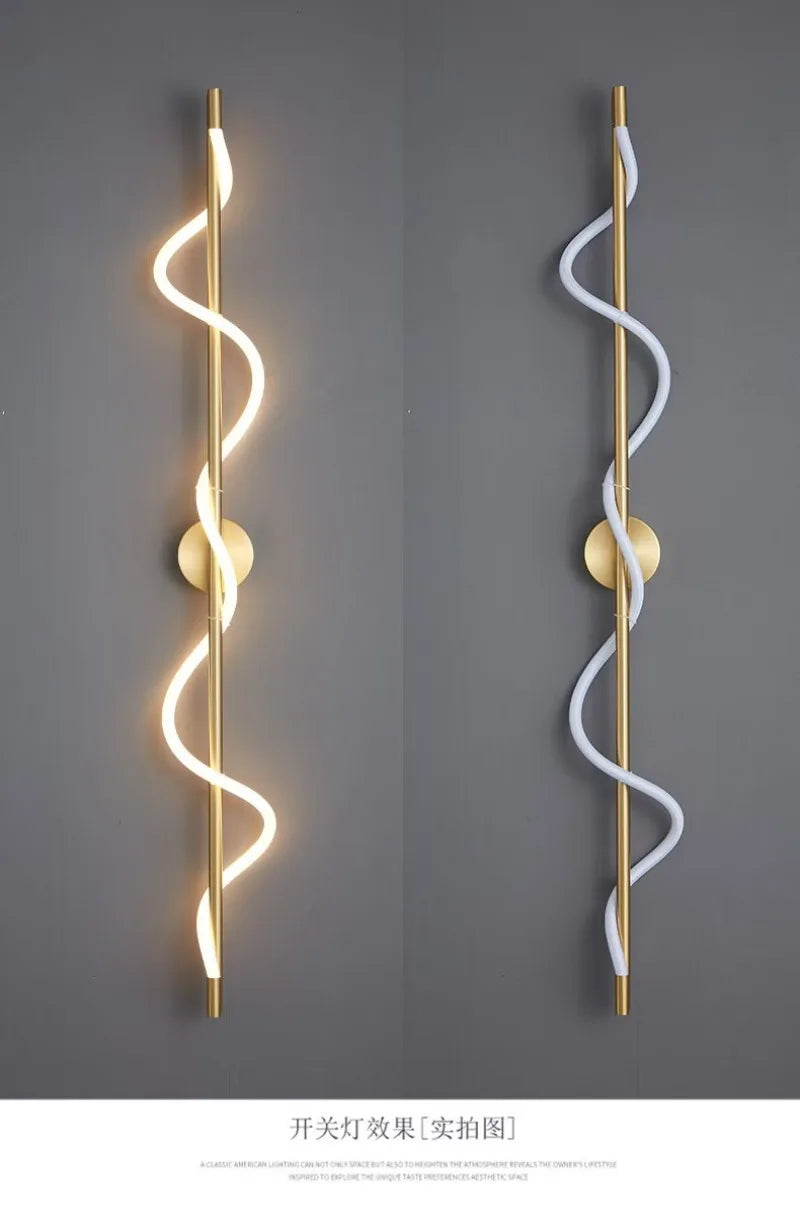 LED Wall Sconce — Italian Minimalist Bedside Lamp, Black Gold White, Living Room Corridor