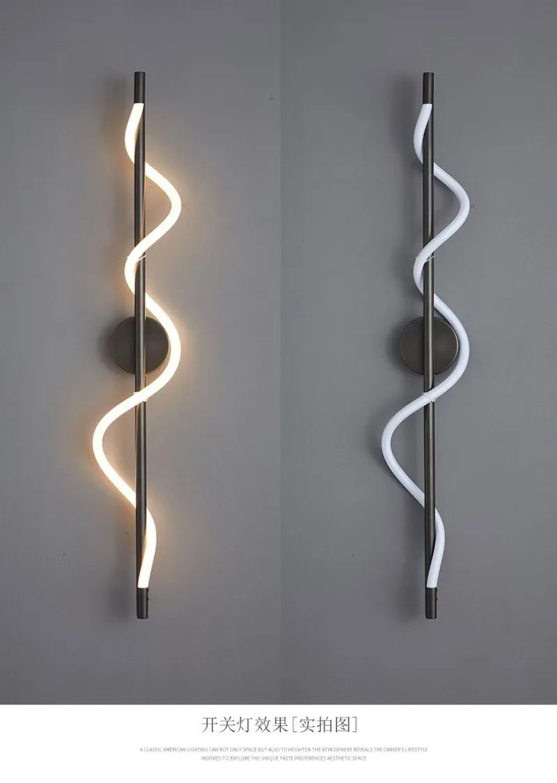 LED Wall Sconce — Italian Minimalist Bedside Lamp, Black Gold White, Living Room Corridor