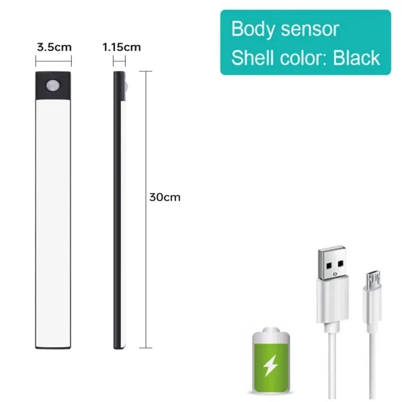 LED Under Cabinet Night Light — Motion Sensor, 3 Color Temps, Rechargeable, Magnetic, Kitchen Closet