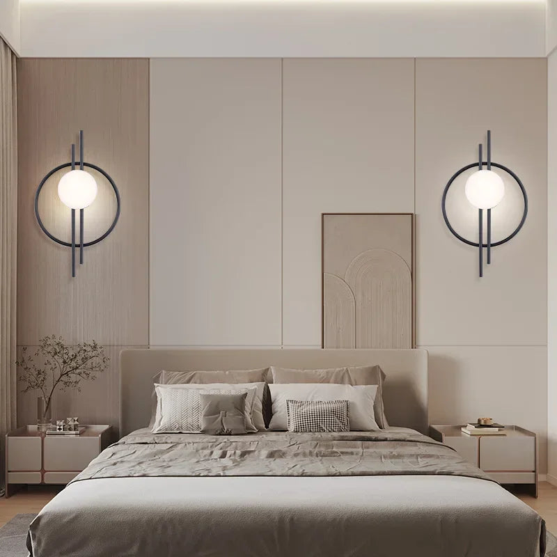 Wall Sconce — Up Down Frosted Glass Wall Light, Touch Switch, Bedroom Living Room Hallway