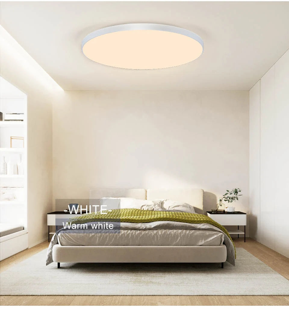 LED Ceiling Light — Smart Dimmable App Remote Control, 3000–6000K, Black White, Bedroom Living Room