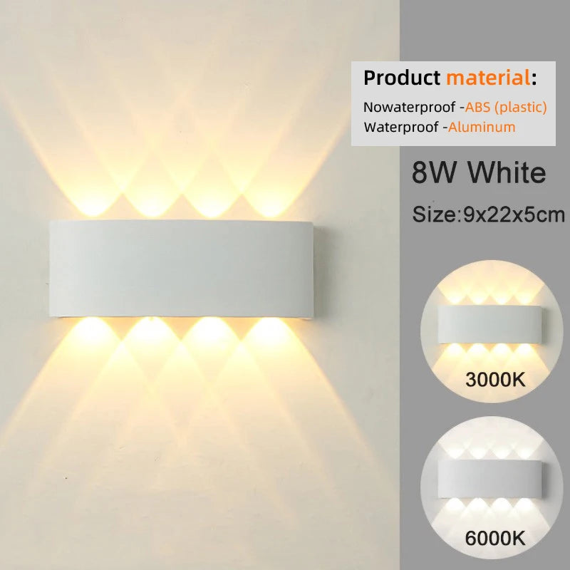 Aluminum Wall Sconce — Up Down Indoor Outdoor Wall Light, Black White, Hallway Bedroom Living Room