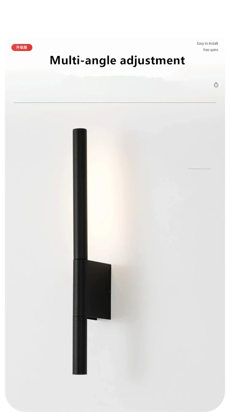 LED Wall Sconce — Adjustable Rotating Bedside Wall Light, Dimmable, Black White, Modern Indoor