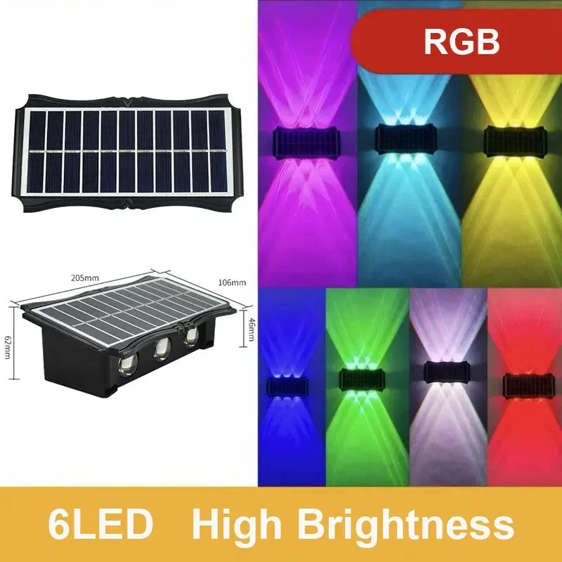 Solar Outdoor Wall Light — Up Down Waterproof Garden Sconce, IP65, Balcony Yard Patio Decor