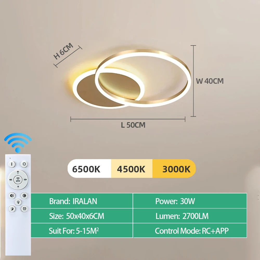 LED Ceiling Chandelier — Infinite Dimming 3-Color Remote Control, Multi-Head, Living Room Bedroom