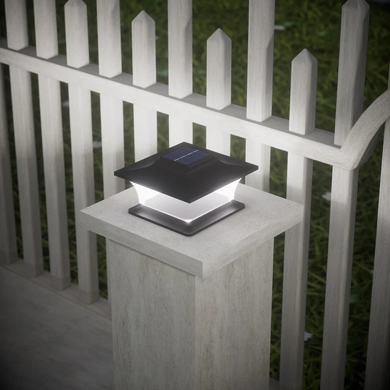 Solar Post Cap Light — Auto On/Off Outdoor Landscape Light, Garden Pathway Fence Patio