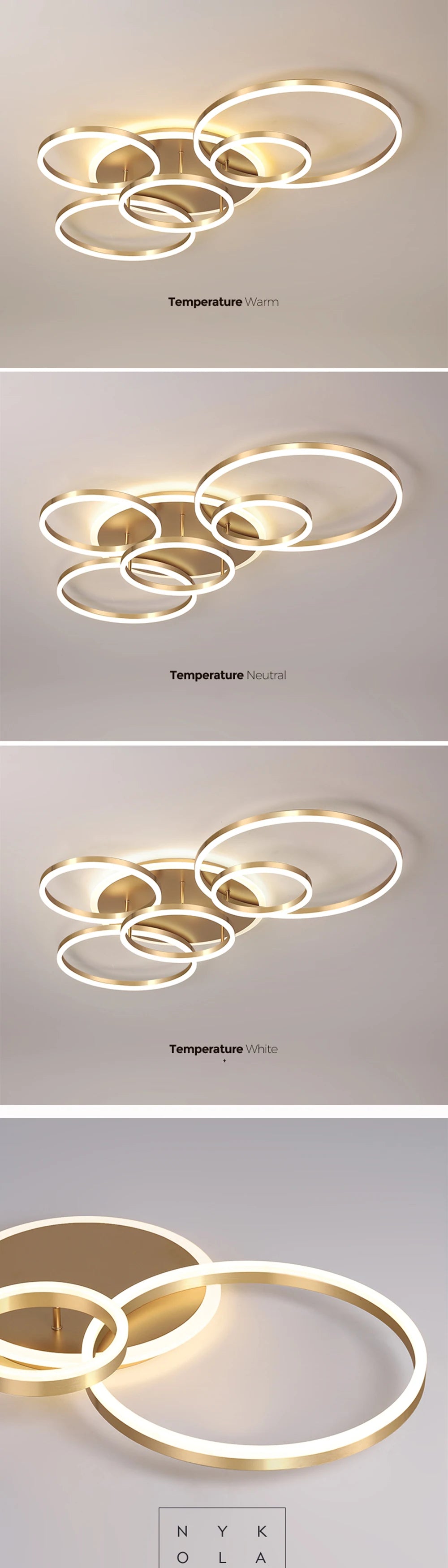 LED Ceiling Chandelier — Infinite Dimming 3-Color Remote Control, Multi-Head, Living Room Bedroom