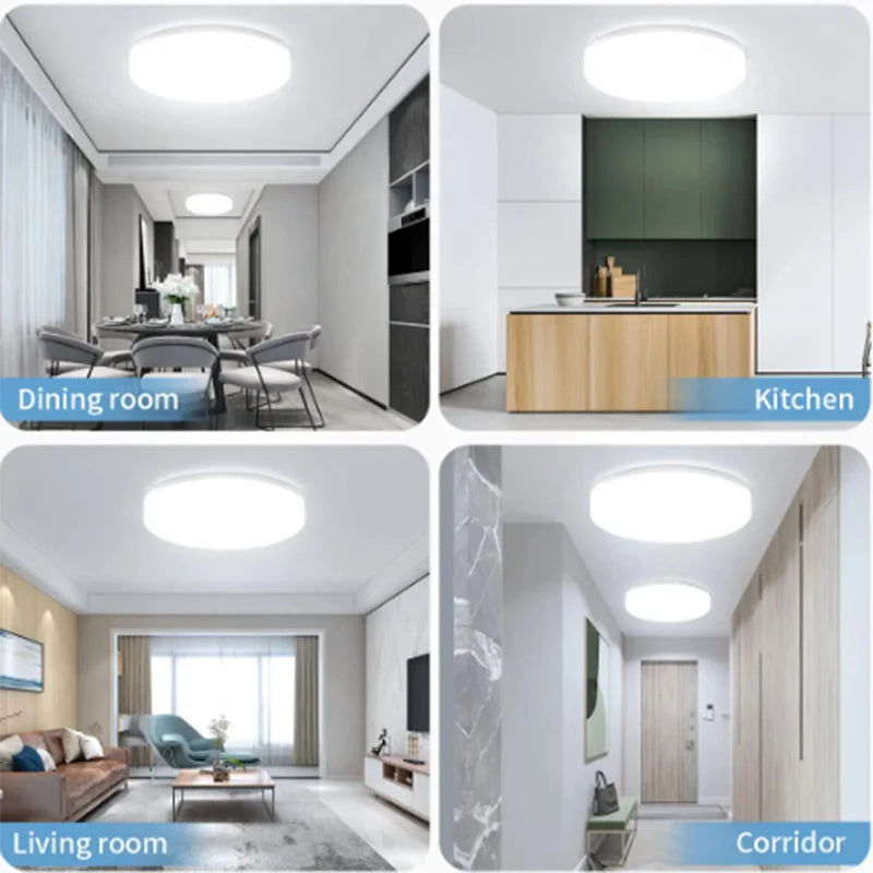 LED Ceiling Light — Ultra-Thin Round Flush Mount, Dimmable, 4 Sizes, Bedroom Living Room