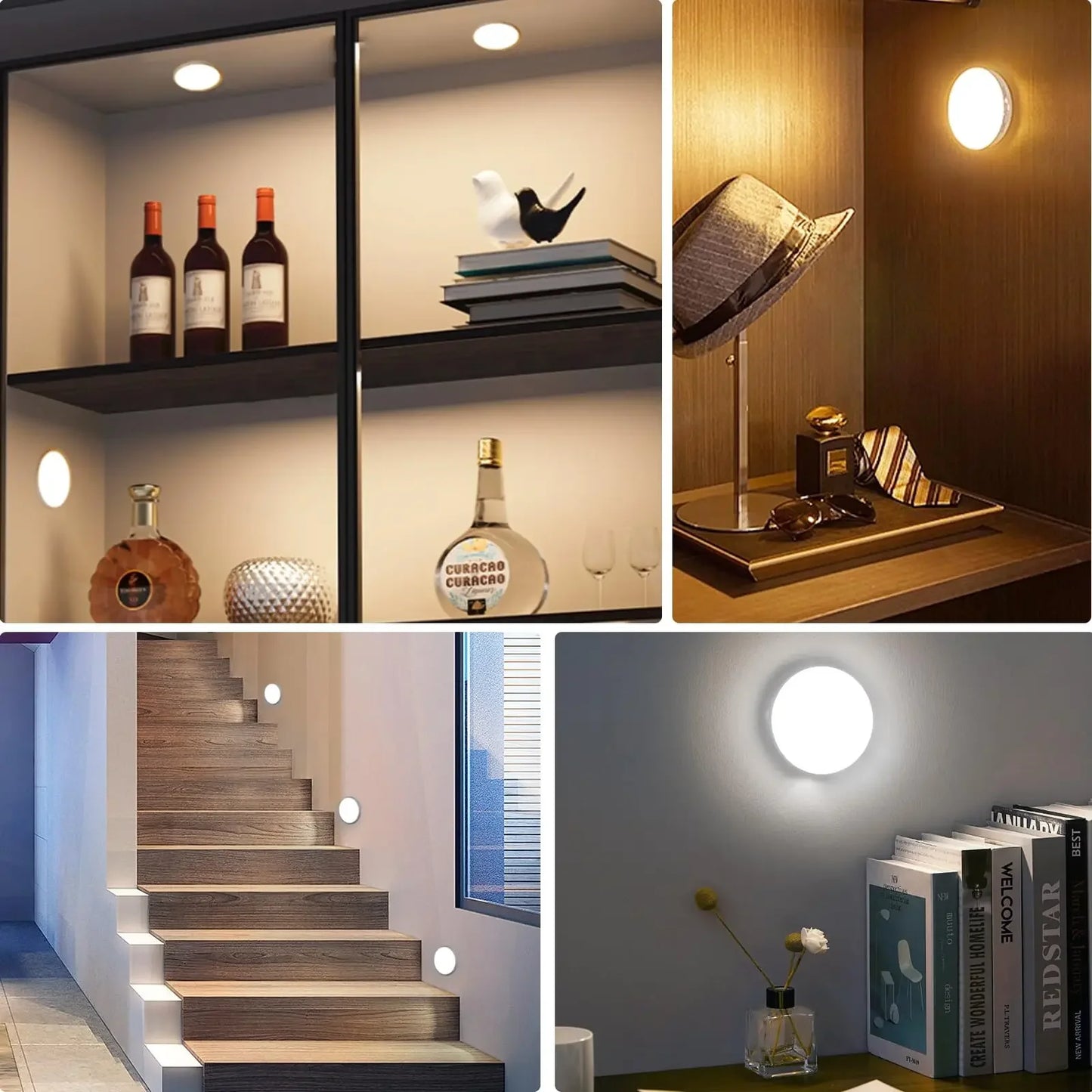 LED Motion Sensor Night Light — Rechargeable, Magnetic Mount, 3 Color Modes, Closet Bedside Cabinet