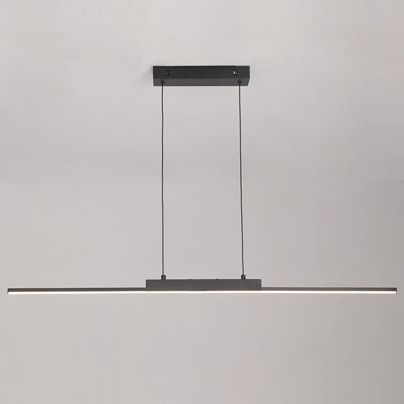 Linear Pendant Light — 26W Dimmable Long Chandelier, Dining Room Kitchen Living Room, Black