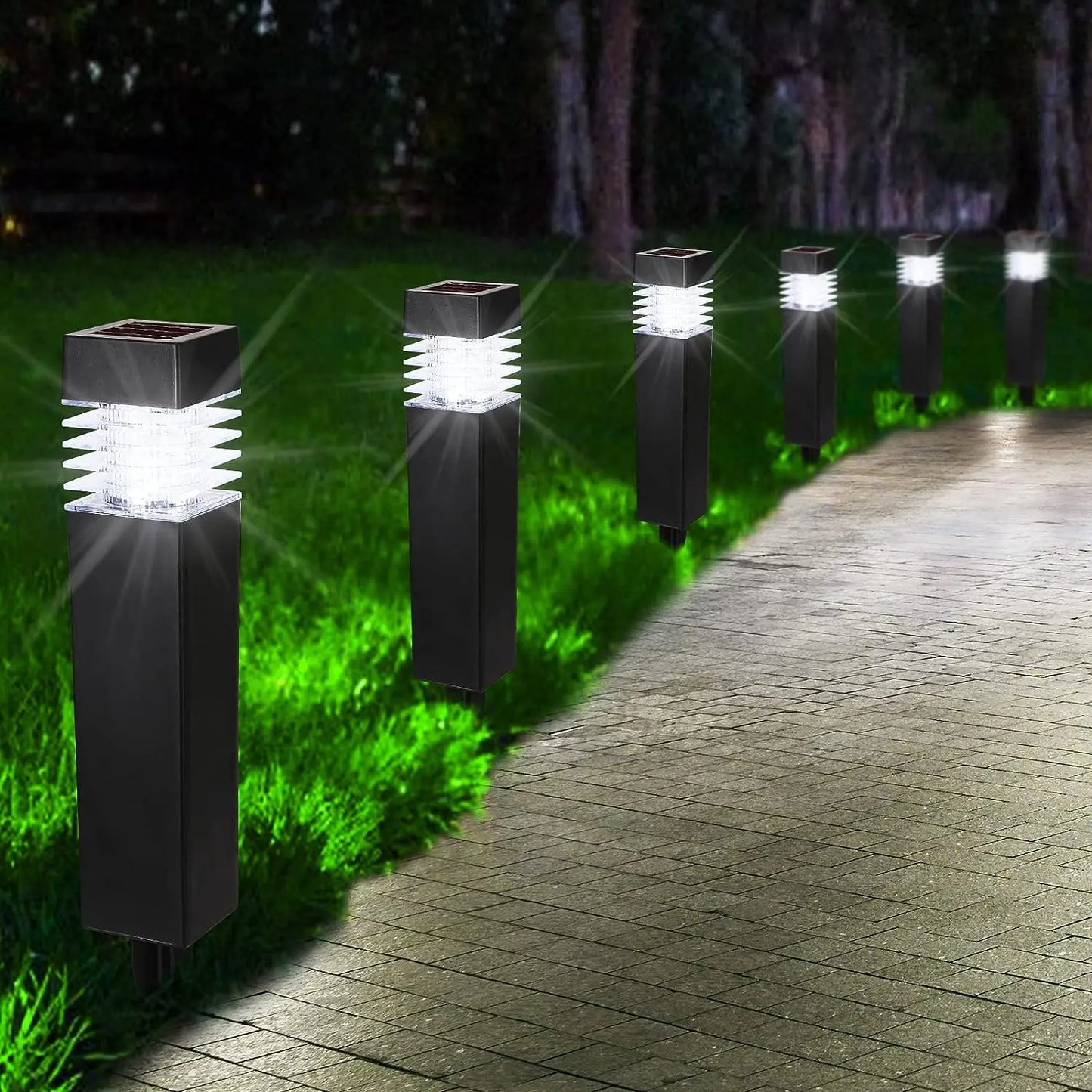 Solar Pathway Lights — IP65 Waterproof Outdoor Garden Stake Lights, Driveway Walkway Yard