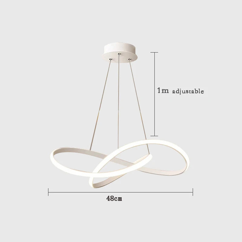 LED Ceiling Chandelier — 48W Dimmable 3-Color Semi Flush Mount, Dining Room Bedroom Living Room