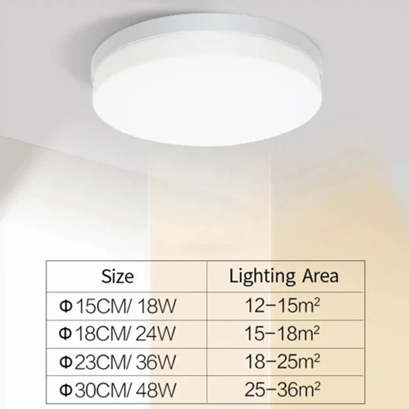 LED Ceiling Light — Ultra-Thin Round Flush Mount, Dimmable, 4 Sizes, Bedroom Living Room