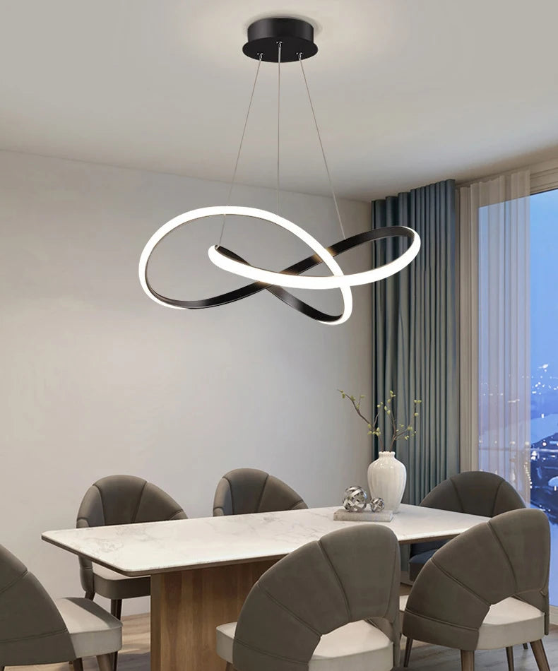 LED Ceiling Chandelier — 48W Dimmable 3-Color Semi Flush Mount, Dining Room Bedroom Living Room
