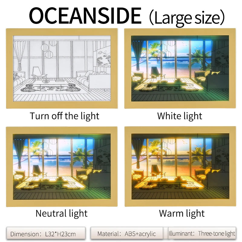 LED Window Light Painting — Sunlight Art Night Light, Dimmable Touch Control, Home Decor