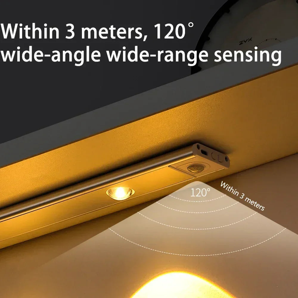 LED Under Cabinet Light — Motion Sensor, 3 Color Temps, Rechargeable, Kitchen Closet Bedroom