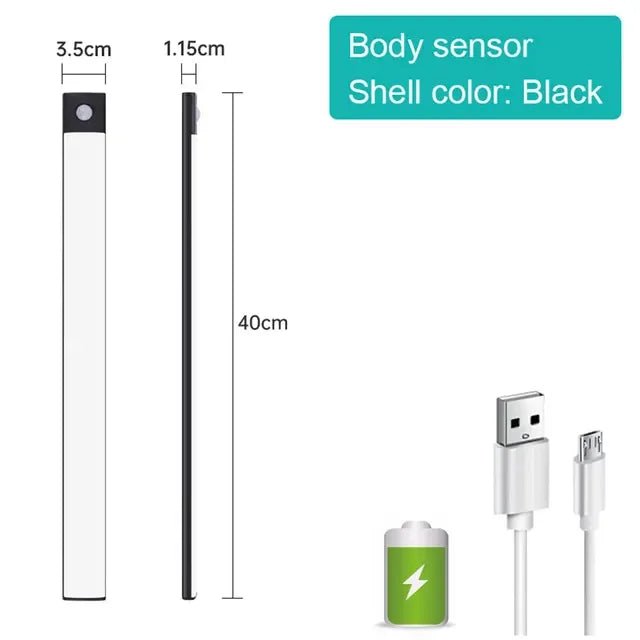 LED Under Cabinet Night Light — Motion Sensor, 3 Color Temps, Rechargeable, Magnetic, Kitchen Closet