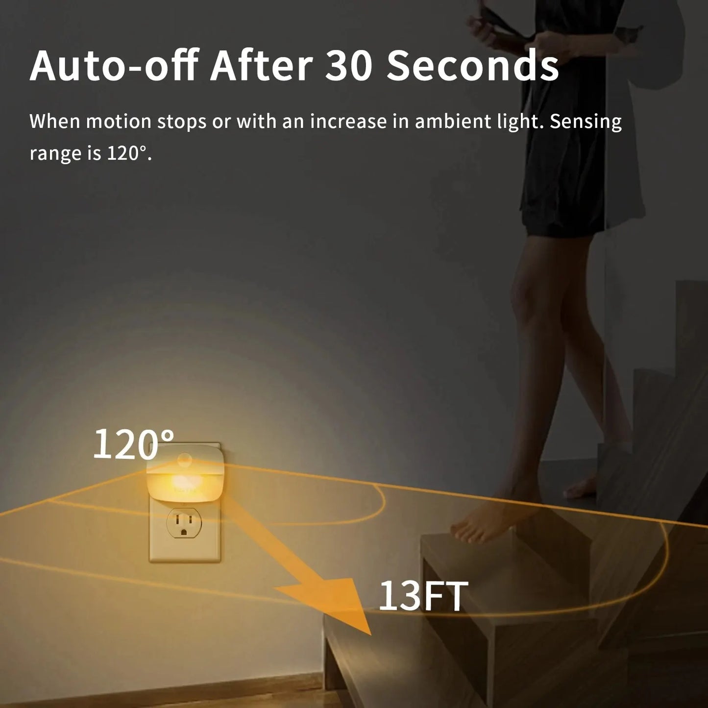 LED Plug-In Motion Sensor Night Light — Auto On/Off, 3 Color Modes, US/EU Plug, Bedroom Hallway