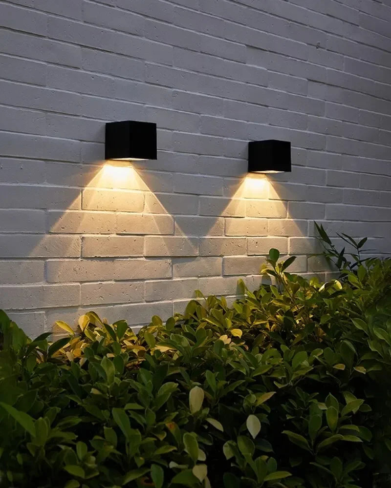 Solar Wall Sconce — Square Outdoor Garden Light, Warm White RGB, IP Waterproof, Porch Fence