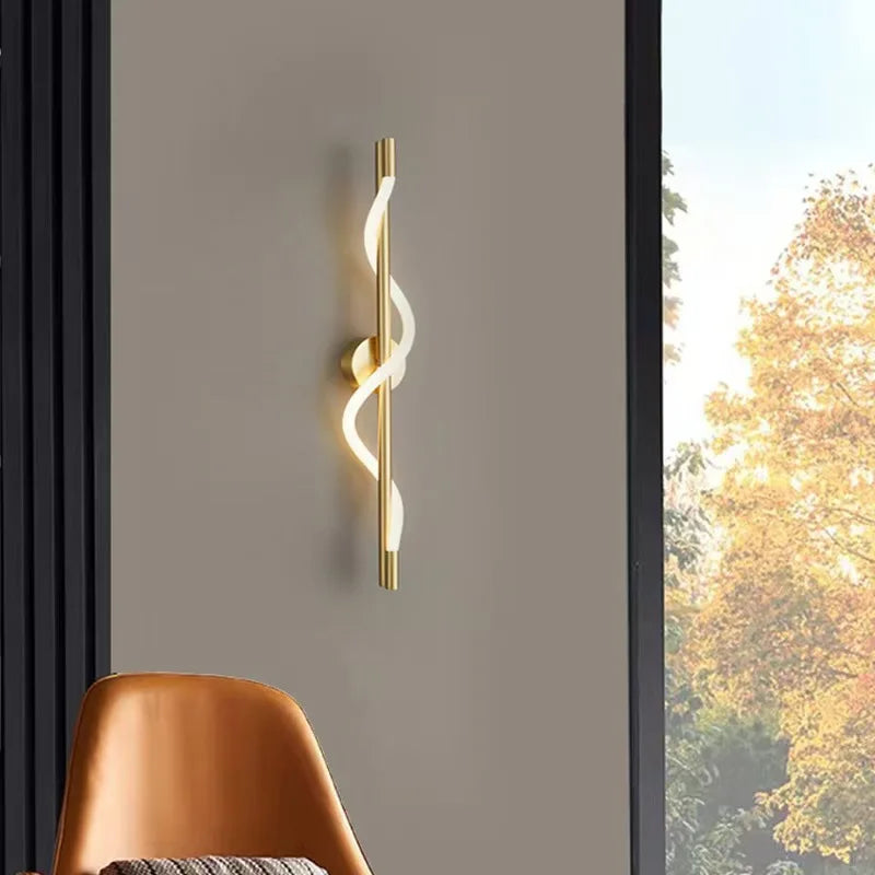 LED Wall Sconce — Italian Minimalist Bedside Lamp, Black Gold White, Living Room Corridor