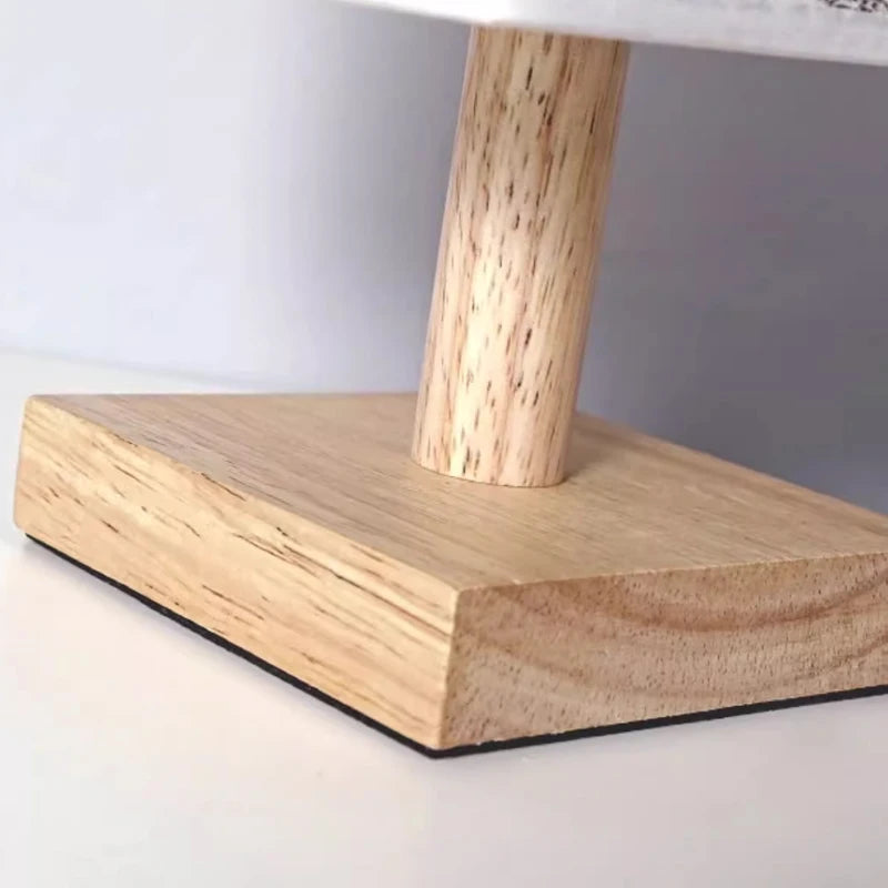 LED Bedside Table Lamp — Dimmable Wood & Linen Fabric Shade, Chinese Style, USB Plug