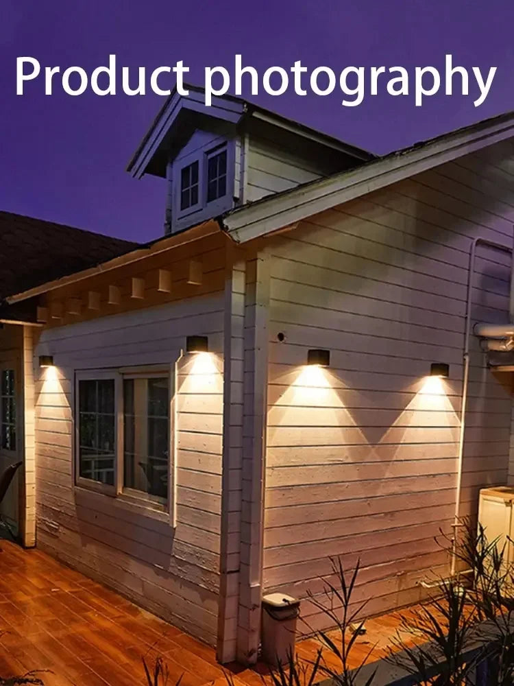 Solar Wall Sconce — Square Outdoor Garden Light, Warm White RGB, IP Waterproof, Porch Fence