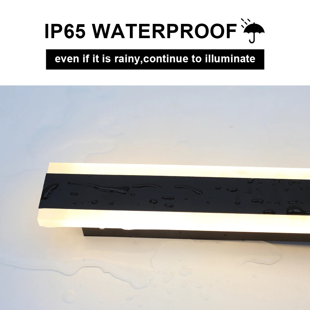 LED Outdoor Long Wall Light IP65 Waterproof — Aluminum Bar Sconce, Villa Porch Garden