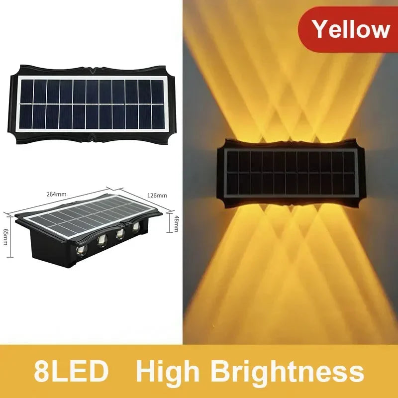 Solar Outdoor Wall Light — Up Down Waterproof Garden Sconce, IP65, Balcony Yard Patio Decor